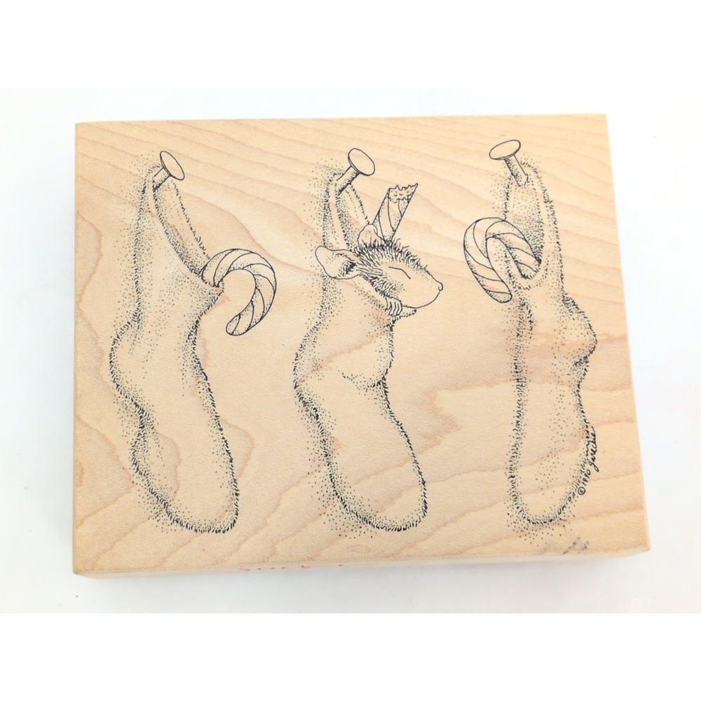 House Mouse Stampabilities Rubber Stamp Christmas Candy Cane Dreams 1998